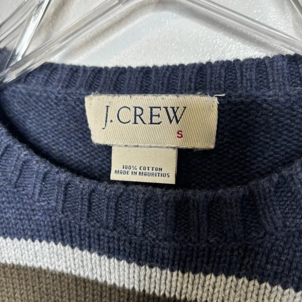 J.Crew Striped Cotton Knit Sweater Blue Green Gray Small